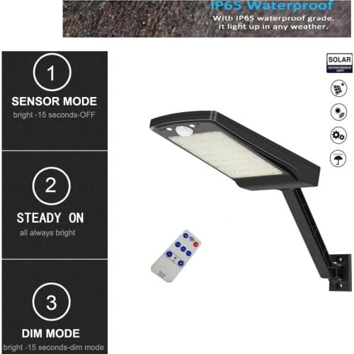 Solar powered outdoor motion sensor PIR Motion Sensor Garden rard Lighting Remote Control 3 mode Street Waterproof