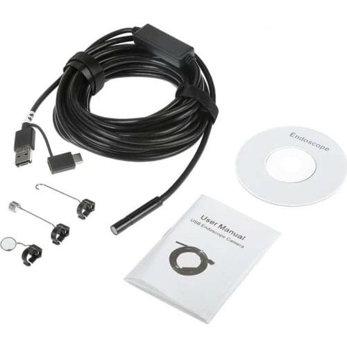 Endoscope 1pc Black 5-Meter USB OTG Endoscope with 2-Megapixel Waterproof Camera for Pipe Car Inspection