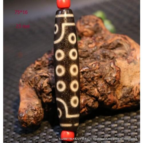 Magic Power Tibetan Old Agate 23 Eye Long dZi Bead 75MM Totem Master Pendant 5A+ Timestown UPD22