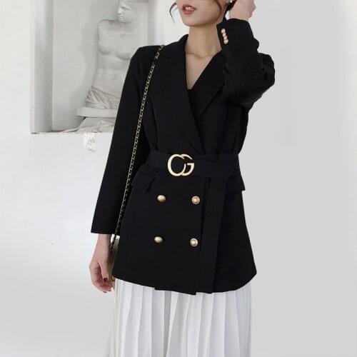 Top quality Autumn New Fashion 2020 Designer Blazer Jacket Womens Double Breasted Metal Lion Buttons Blazer Outer Plus size 5XL