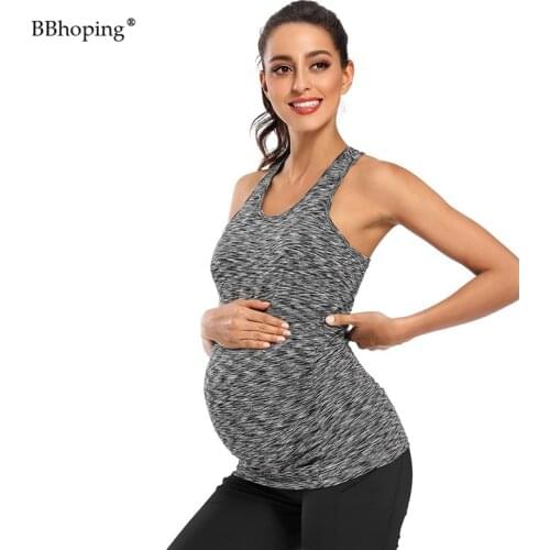 Womens Sleeveless Tank Tops Maternity Activewear Pregnancy Clothes Mama Workout Yoga Fitness Sports Racerback Tank Tops