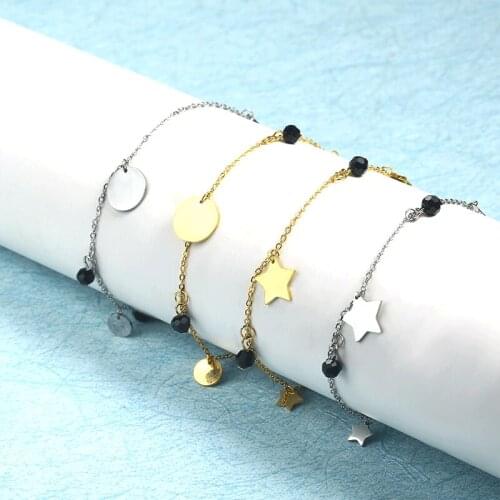 Star round charm chain link bracelet charms female bracelet bracelets bangles for women stainless steel jewelry accessories
