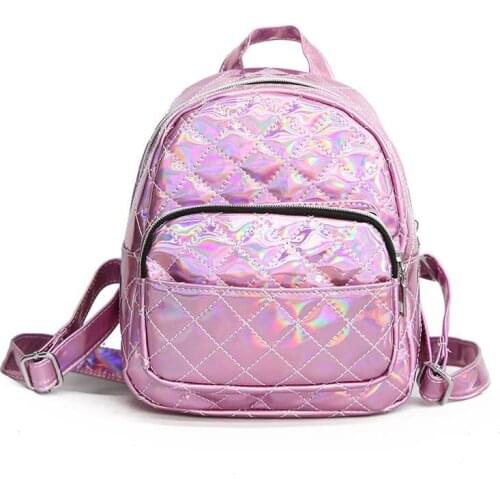 5PCS / LOT Fashion Classic Plaid Backpack PU Laser Women Mini Small Shoulder Bag Preppy Style Girls Backpack Mochilas