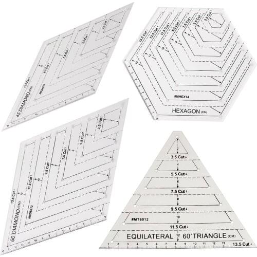 1PCs Diamond-Shaped Quilting Ruler Hexagonal DIY Patchwork Handmade Drawing Ruler Quilting Tools Sewing Accessories