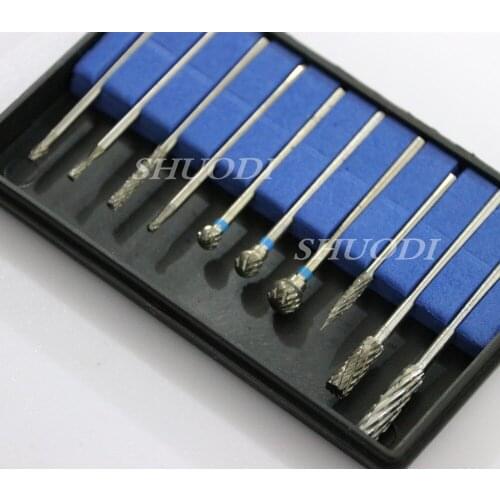 10 Pcs Set Dental Tungsten Steel Nitrate Carbide Burs Dentistry 2.35mm Dental Burs Dental Lab Laboratory Material Dental polish