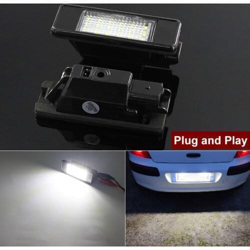 2pcs Canbus For Peugeot 207 307 308 Citroen Berlingo C3 C4 C5 C6 LED Number Plate License Light Car Interior License Plate Light
