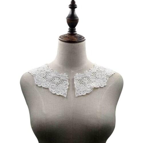 2PCS Luxury White Black Water Soluble Lace Neckline Hollow Embroidery Collar Flowers Sewing Accessories For Dress Lace Decor