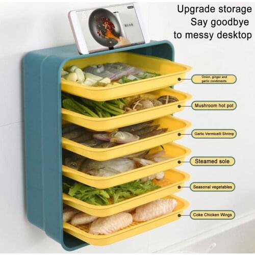 3/6 Tiers Kitchen Organizer Rack Wall-mounted Plate Kitchen Wall-hanging Storage Shelves Rack For Kitchen Food Storage Organizer