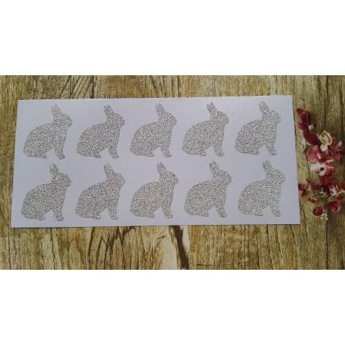 3.8x3.3cm Silver Glitter Sticker Seal - Cute Bunny