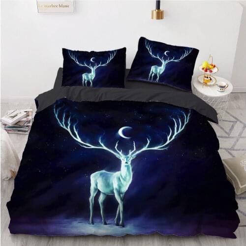 3D Bedding Sets Queen King Double Duvet Cover Set 3PCS Blanket Quilt Comforter Case Pillowcases Bed Set Animal Galaxy Deer