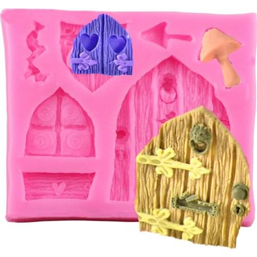3D Pink Door Window Shaped Silicone Mould Fondant Cake Chocolate Decoration Party Ornament Baking Mold Candy Bake Tools