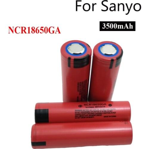 4pcs/lot original 18650 SANYO 3.6V NCR18650GA 3500mAh high drain 10A discharge current battery