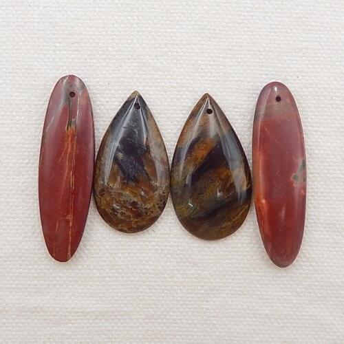 4pcs Natural Multi-Color Picasso jasper with green opal stones beads For Jewelry Making DIY earrings 41x12x4mm,33x18x4mm,14g