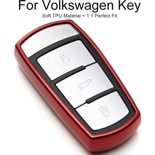 6 Colors TPU Car Key Cover Case For VW Passat CC B6 B7 B8 B5.5 SC T5 Polo 6 R Eos Caddy Golf 4 6 7 Key Chain Ring Shell Styling