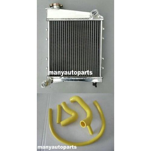 Aluminum Radiator & yellow Silicone Hose for AUSTIN ROVER MINI cooper & MORRIS 1967-1991 ALL MODELS 67 68 69 90 91
