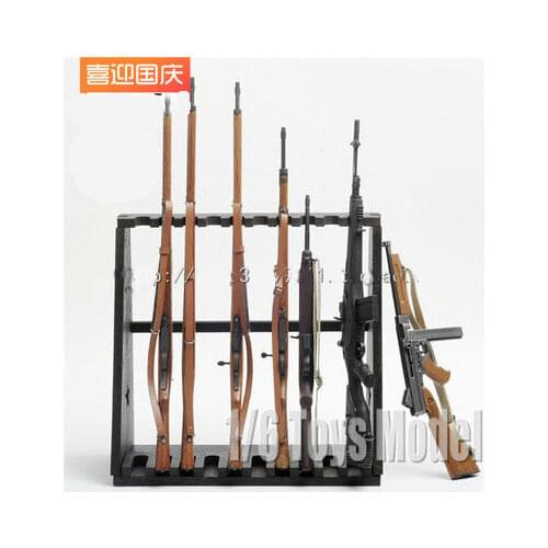 1:6 wooden gun rack rifle display stand, single-layer five-star gun rack model, military fans collectibles
