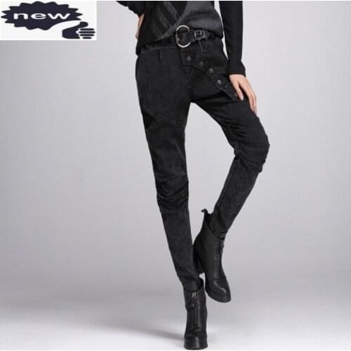 Punk Style Button Denim Jeans Woman Stretchy Skinny Full Length Autumn New Female Jean Trousers Casual Streetwear Harem Pants