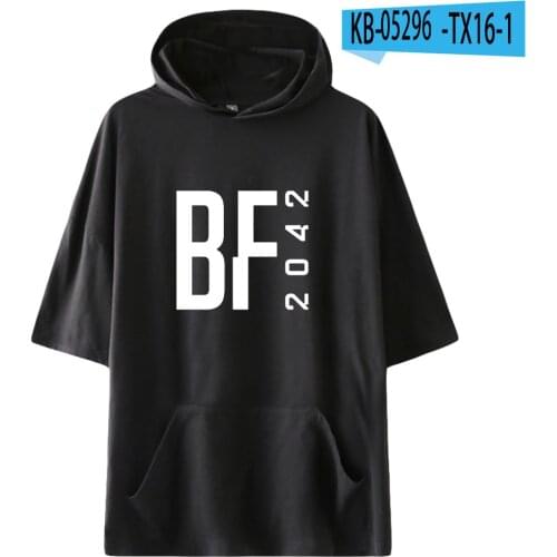 Trend Game 2021 Harajuku Battlefield 2042 2D Men/Women Hooded Tshirt Solid Color t-shirts Summer Short Sleeve Hooded Kawaii Tops