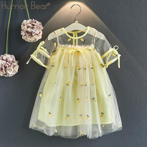 Humor Bear Summer Fruit Girls Dresses Wedding Girls Bow Embroidery Lace Princess Dress Tulle Kids Elegant Girls Dress 3-7 Years