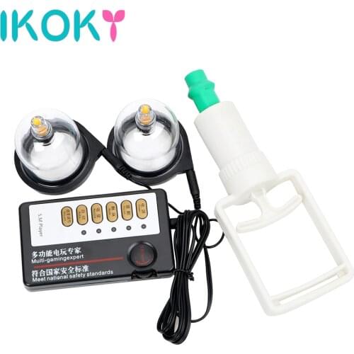 IKOKY 2 in 1 Electric Shock Breast Sucker Sex Breast Pump Erotic Nipple Stimulator Sex Toys for Women Clitoris Stimulator