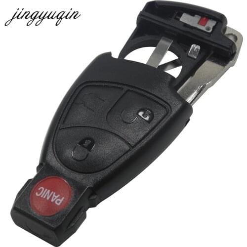 Jingyuqin 3+1 Panic Buttons 4 Buttons Smart Key Case For Mercedes Benz fob Case Shell With Battery Holder clip