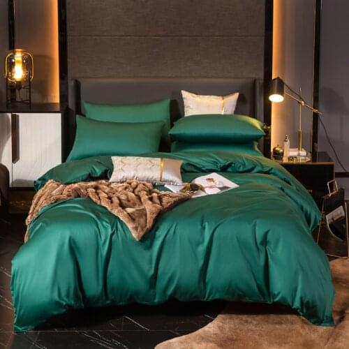 Green Bedding Set Twin Full Queen King Size Soft Silk Luxury Egyptian Cotton Duvet Cover+ Pillowcase Skin-friendly Quilt Cover