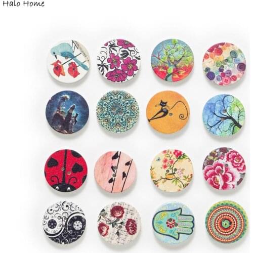 50pcs Retro theme Round Printing Wood Buttons Sewing Cloth Scrapbooking Crafts Home Card Making Accessories Making Decor 20mm