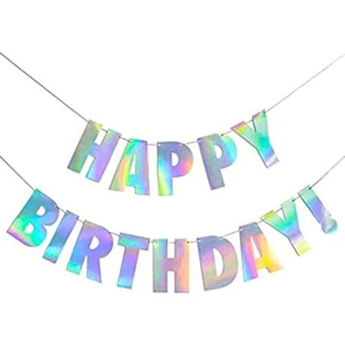 Laser Design Happy Birthday Hanging Banner Kids Happy Birthday Party Favors Baby Shower Wall Hanging Swirls Party Decoration