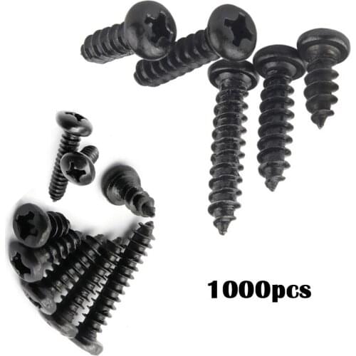 M1.4 M1.7 M2 Black Steel Small Phillips Flat Countersunk Cross Round Pan Head Self-tapping Wood Screw New 1000pcs