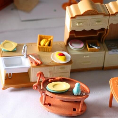Dollhouse Mini Kitchen Furniture Decorated Model Sink Counter for Dollhouse Kitchen Furniture Accessories