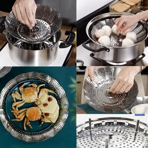Stainless Steel Lotus Steaming Tray Multi-Function Changeable Fruit Tray Retractable Folding Magic Steamer Tray Steaming Rack