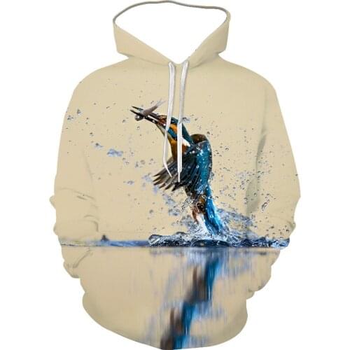 2021 New MenS And WomenS Sweater Hoodie 3d Color Printing Lively Bird Round Tie Cap Long-Sleeved Autumn And Winter Sportswear