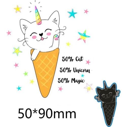New Arrival ice cream cat frame Cutting Dies Stencil DIY Scrapbooking Photo Album Embossing Decor Paper Card Craft 50*90mm