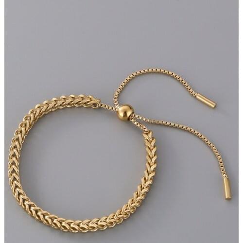 New Design Fashion Stainless Steel Link Chain Bracelets For Women Girl Men Gold Color Hiphop/Rock Adjustable Bracelet Jewelry