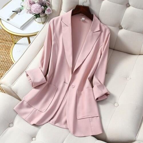 Women 2021 Summer Fashion Office Wear Large Size 5XL Blazers Coat Vintage Pockets Female Outerwear Chic Thin Tops