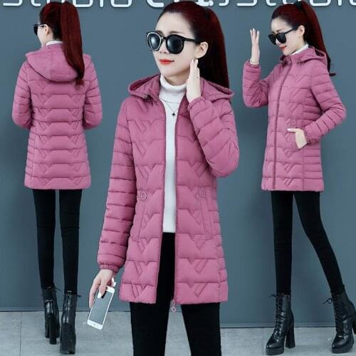 Slim Cotton Padded Clothes Womens Medium And Long 2021 Winter Light Cotton Padded Clothes Fashion Mother Cotton Padded Jacket L
