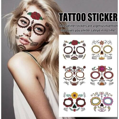 Attractive Halloween Face Tattoo Sticker Easy Use Paper Festival Unique Delicate DIY Waterproof Flower Facial Decal for Party