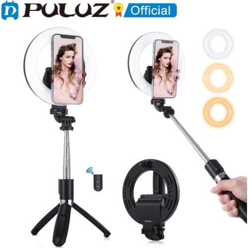 PULUZ Bluetooth Selfie Stick LED Ring Light with Tripod Mount Smartphone Filling Light Kit for Tiktok Youtube Video Selfie Light