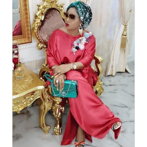 Luxury African Dresses For Women New Dashiki Silk African Women Gowns Ruffle Sleeve Party Dresses For Lady Africa Style Wedding