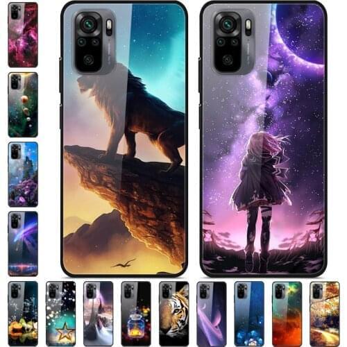 For Redmi Note 10 Pro Case Tempered Glass Hard Back Cover for Xiaomi Redmi Note 10 / Note10 5G 10T Cases Note10T Protective