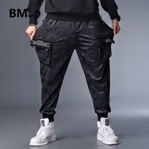 Plus Size 7XL Mens Autumn Winter Camouflage Casual Jogger Camo Sportwear Baggy Harem Pants Slacks Belted Trousers Sweatpants