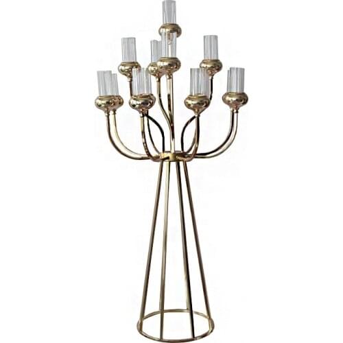 Wedding Party Supplies 13 Arm Tall Elegant Wedding Gold Metal Candlestick For Wedding Stage Centerpiece Decoration