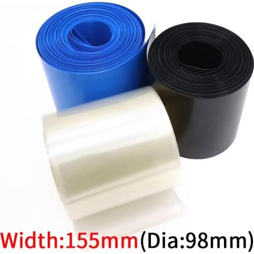 Dia 98mm PVC Heat Shrink Tube Width 155mm Lithium Battery Insulated Film Wrap Protection Case Pack Wire Cable Sleeve Colorful