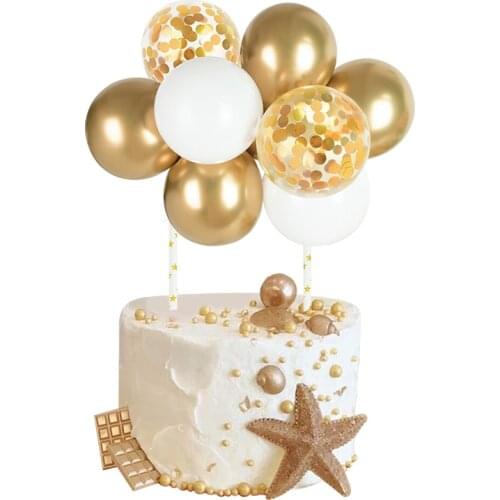 10pcs 5inch Balloon Cake Topper Adult Kids Birthday Party Decorations Cake Toppers Baby Shower Wedding Cupcake Decor Supplies