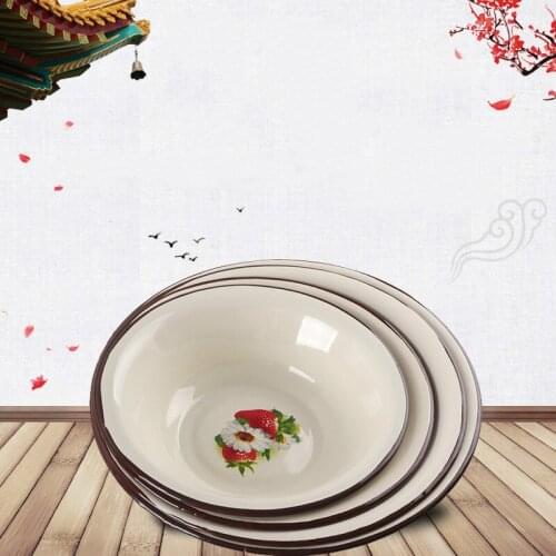 Thickened enamel bowl bucket type, old-fashioned nostalgia, large capacity noodle bowl, soup bowl, salad bowl