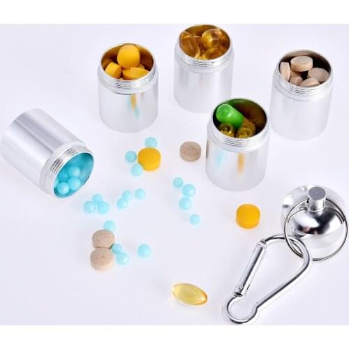 High Quality Mini Aluminum Alloy Pill Holder Waterproof Pill Box Case Organizer 1pc Pill Bottle Storage First Aid Portable