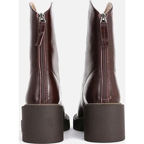 MUMANI Woman‘s Modern Boots Concise Chelsea Boots ZIP Round Toe Square heel ANKLE Martin Boots