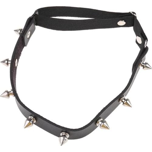 Gothic Punk Womens Sexy Faux Leather Leg Garter Belt Spiked Rivet Stud Elastic Thigh Ring Lingerie Adjustable Suspender Costume