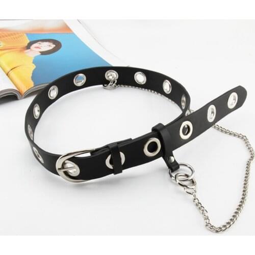 Women Punk Chain Fashion Belt Adjustable Single Row Hole Eyelet Waistband with Eyelet Chain Decorative Belts For Jeans New 2020