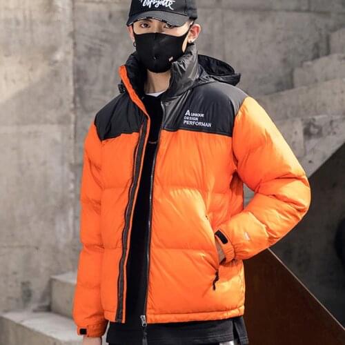 Winter Mens White Duck Down Coats Hooded Short Patchwork Puffer Jackets Male Thick Warm Fashion Streetwear for Men Parkas JK-913